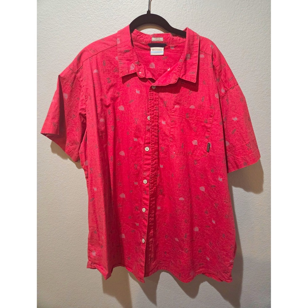 Columbia Men's XXL Red Tropical Button-Up Desert Print Dusty Red Southwestern
